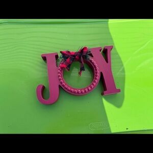 Christmas Festive Joy Wall Sign with Plaid Bow